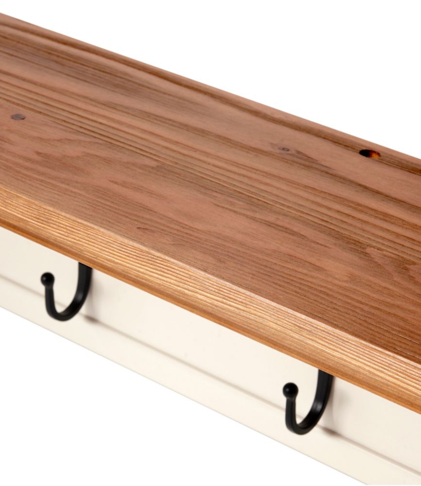 Painted Farmhouse Wall Shelf With Hooks, Wood Top, , small image number 2