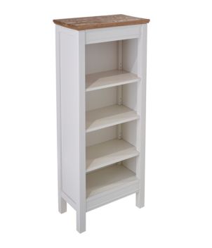 Painted Farmhouse Four-Shelf Bookcase, Wood Top