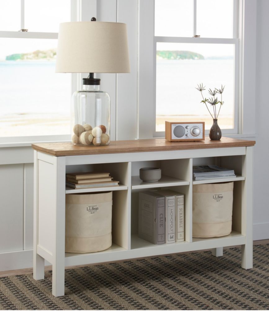 Painted Farmhouse Storage Console, Wood Top