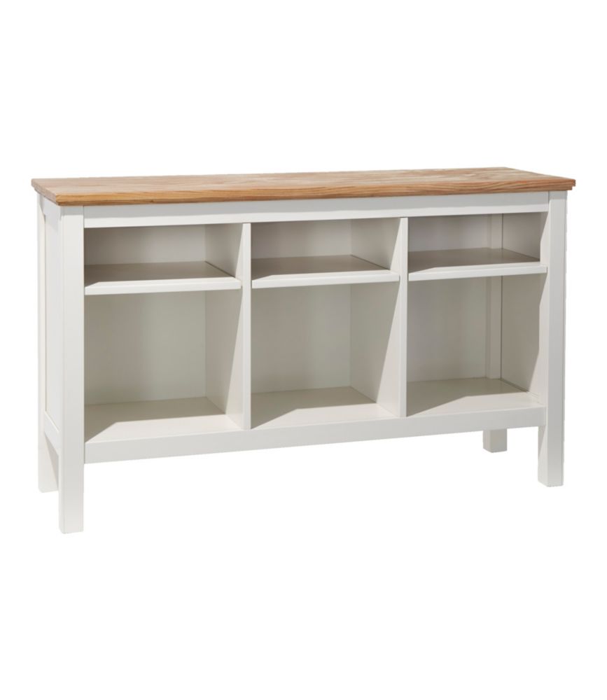 Painted Farmhouse Storage Console, Wood Top, Paperwhite, small image number 1