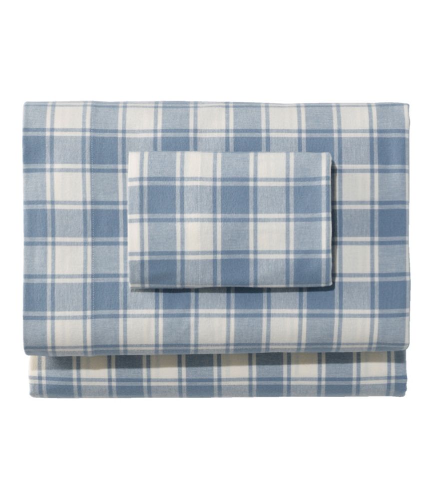 Ultrasoft Comfort Flannel Sheet Set, Check, Bay Blue/Bone, small image number 1