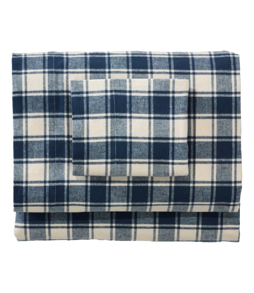 Ultrasoft Comfort Flannel Pillowcases, Check Set of Two, Mariner Blue/Natural, small image number 1