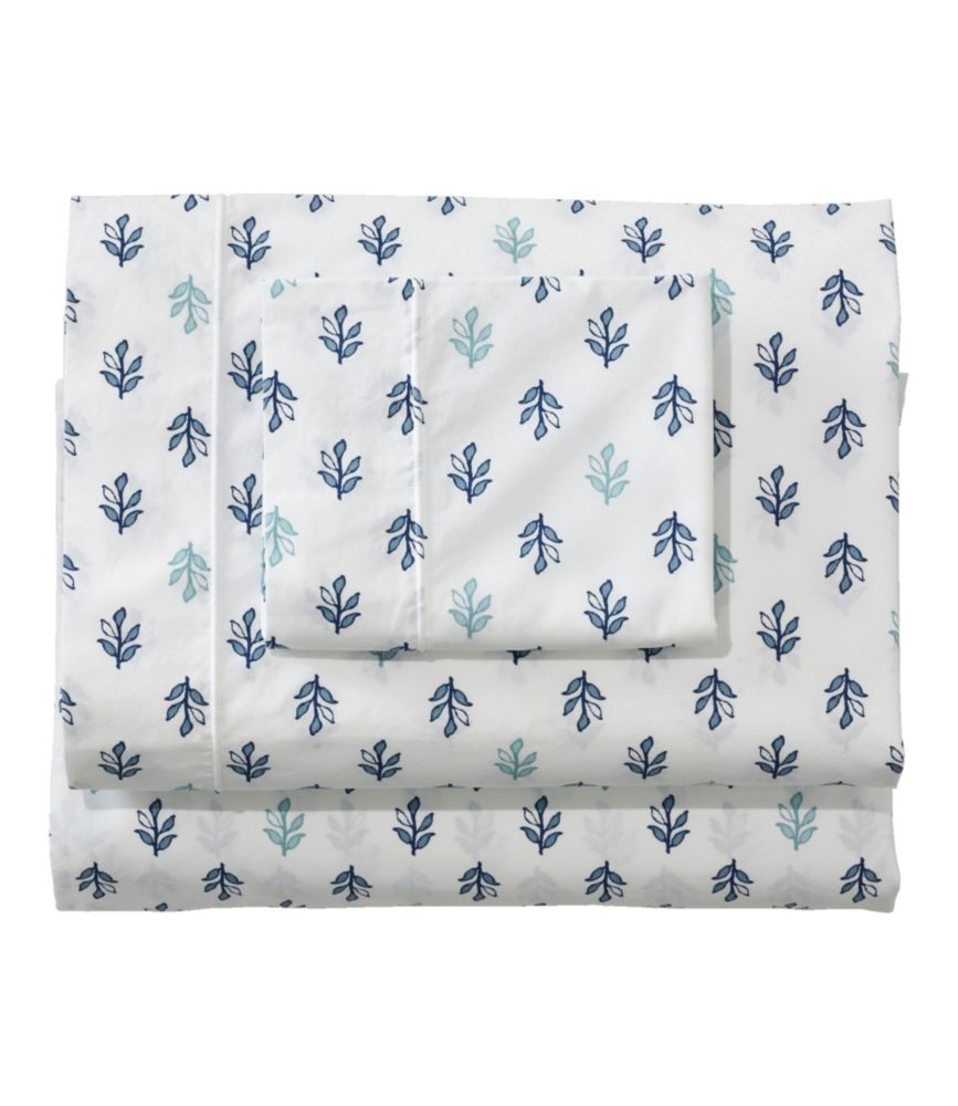 Sunwashed Percale Sheet Collection, Leaf Print