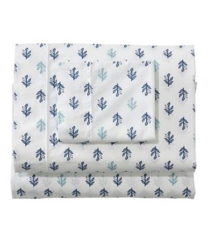 Sunwashed Percale Sheet Collection, Leaf Print