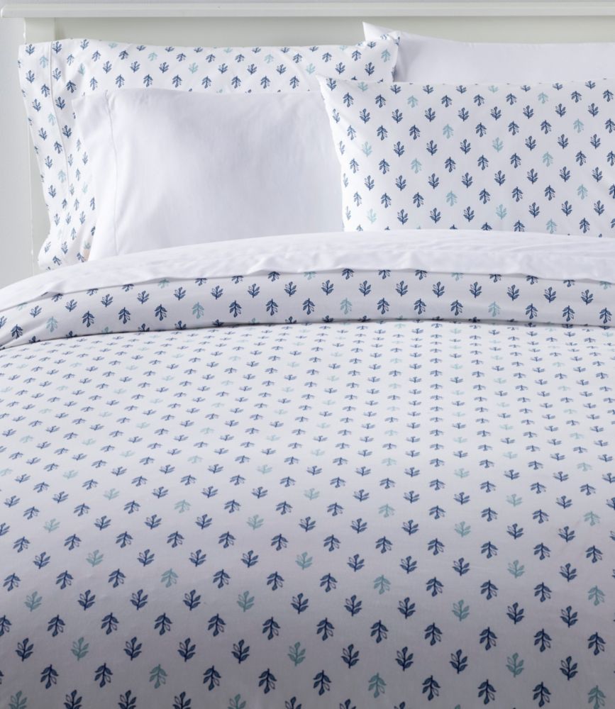 Sunwashed Percale Comforter Cover, Leaf Print, Charcoal Blue, small image number 1