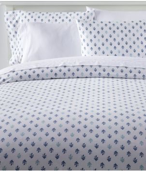 Sunwashed Percale Comforter Cover, Leaf Print