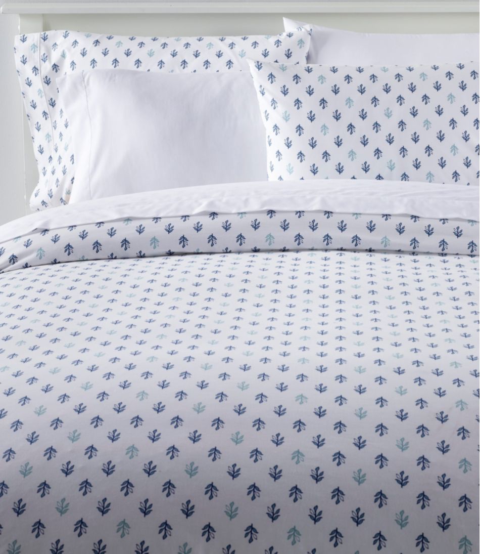 Sunwashed Percale Comforter Cover, Leaf Print