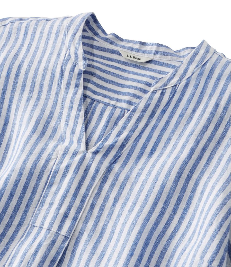 Women's Premium Washable Linen Shirt, Splitneck Tunic Long-Sleeve ...