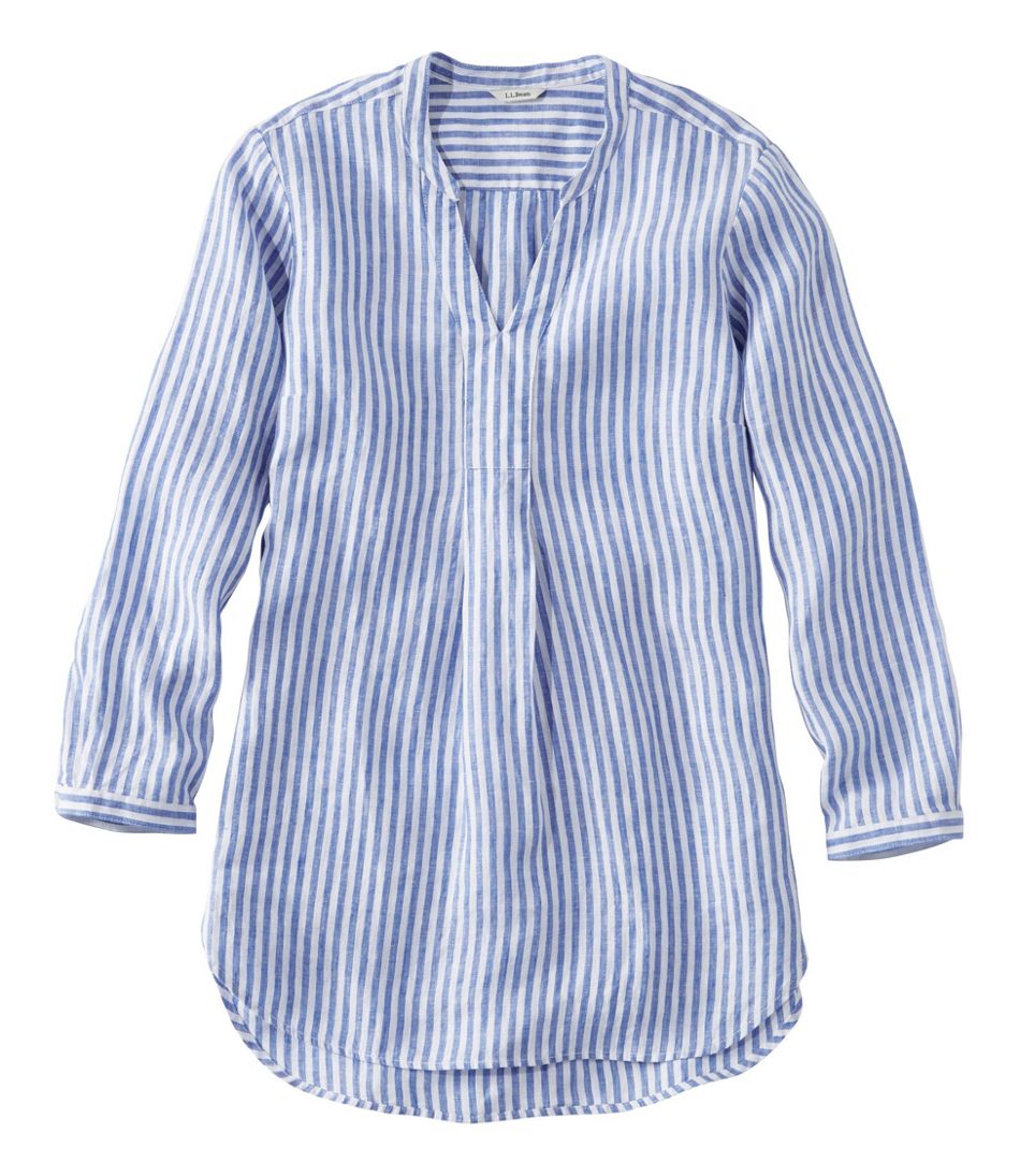 Women's Long Sleeve White Blue Cotton Linen Shirt – Linen Shirts Canada 🍁