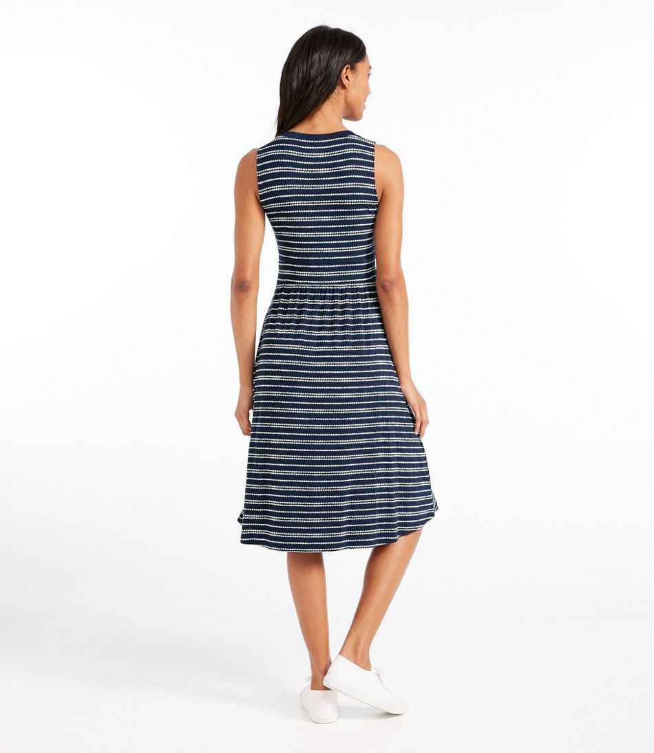 Women's Summer Knit Dress, Sleeveless Pebbles Stripe Print