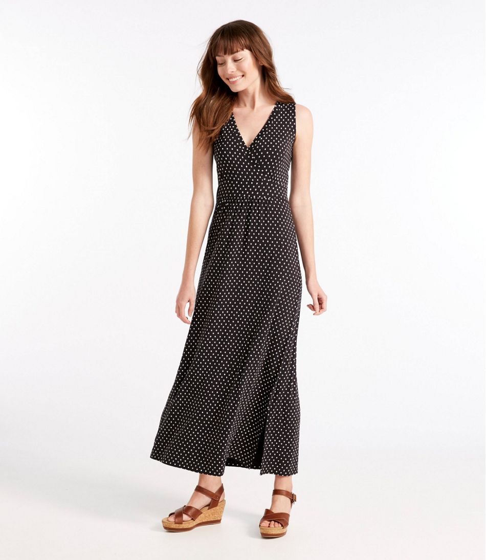 Summer Knit Maxi Dress, Sleeveless Beach Pebbles Print