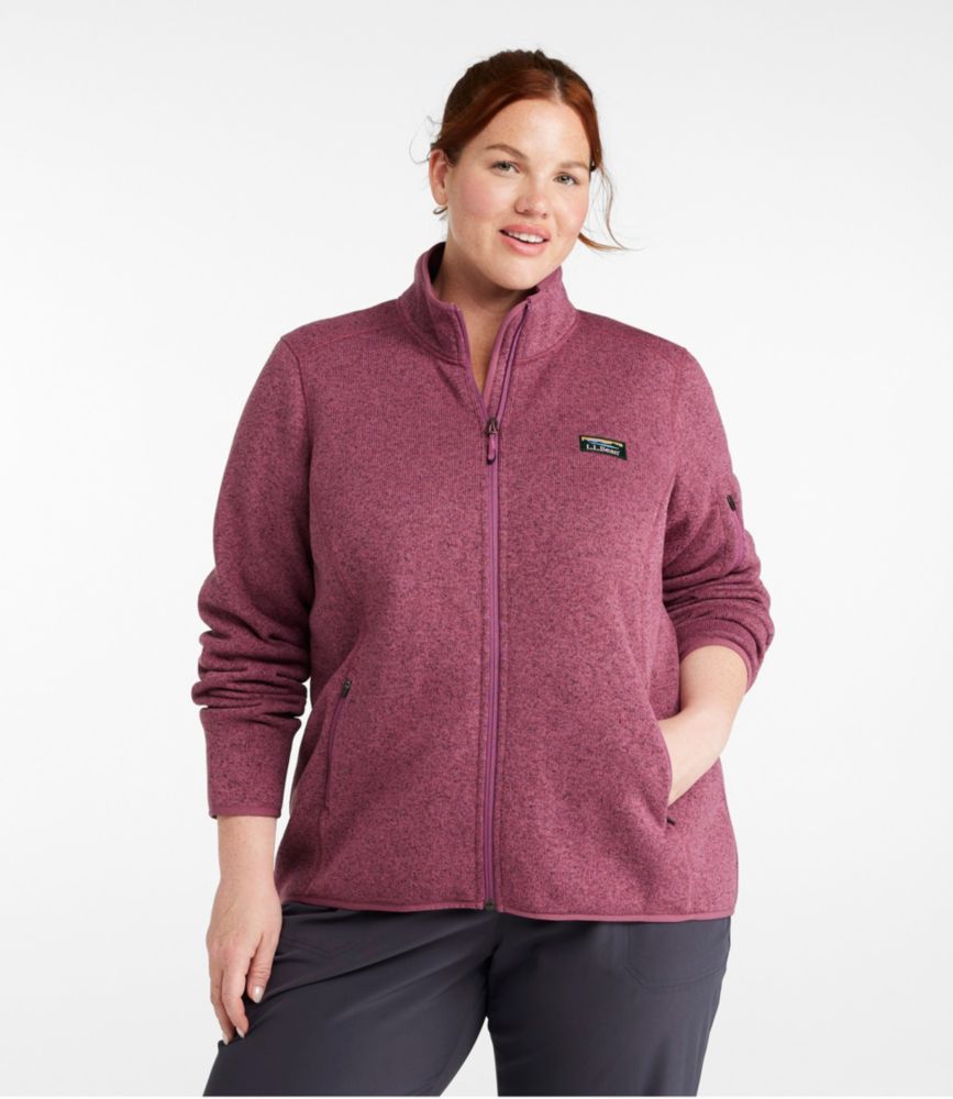 Women's L.L.Bean Sweater Fleece Full-Zip Jacket, Dark Plum Rose, small image number 2