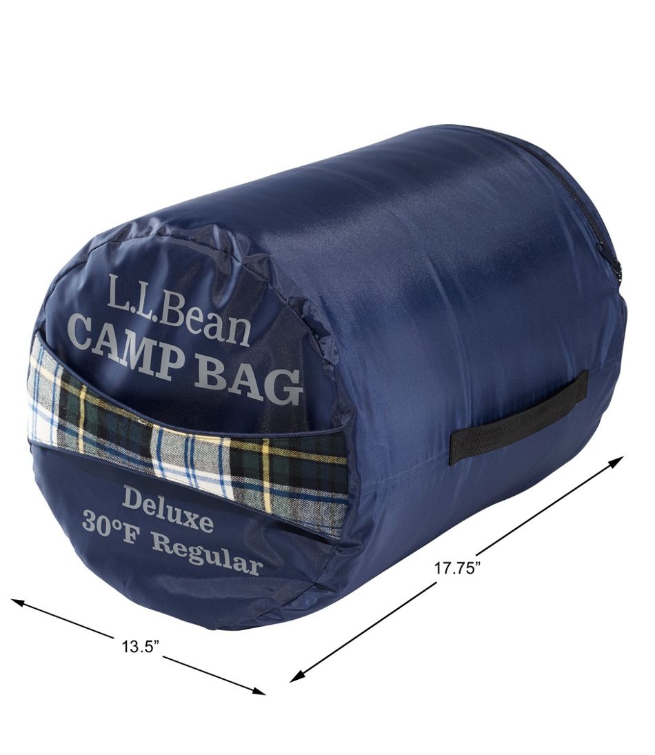 Kids' L.L.Bean Flannel Lined Camp Sleeping Bag, 40° Regatta Blue/Royal Stewart, Nylon