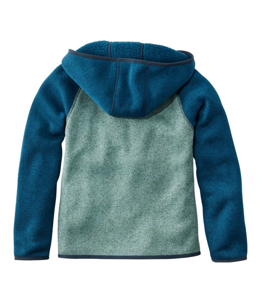 Kids' L.L.Bean's Sweater Fleece, Hooded Colorblock, Dark Marine/Soft Spruce, small image number 4