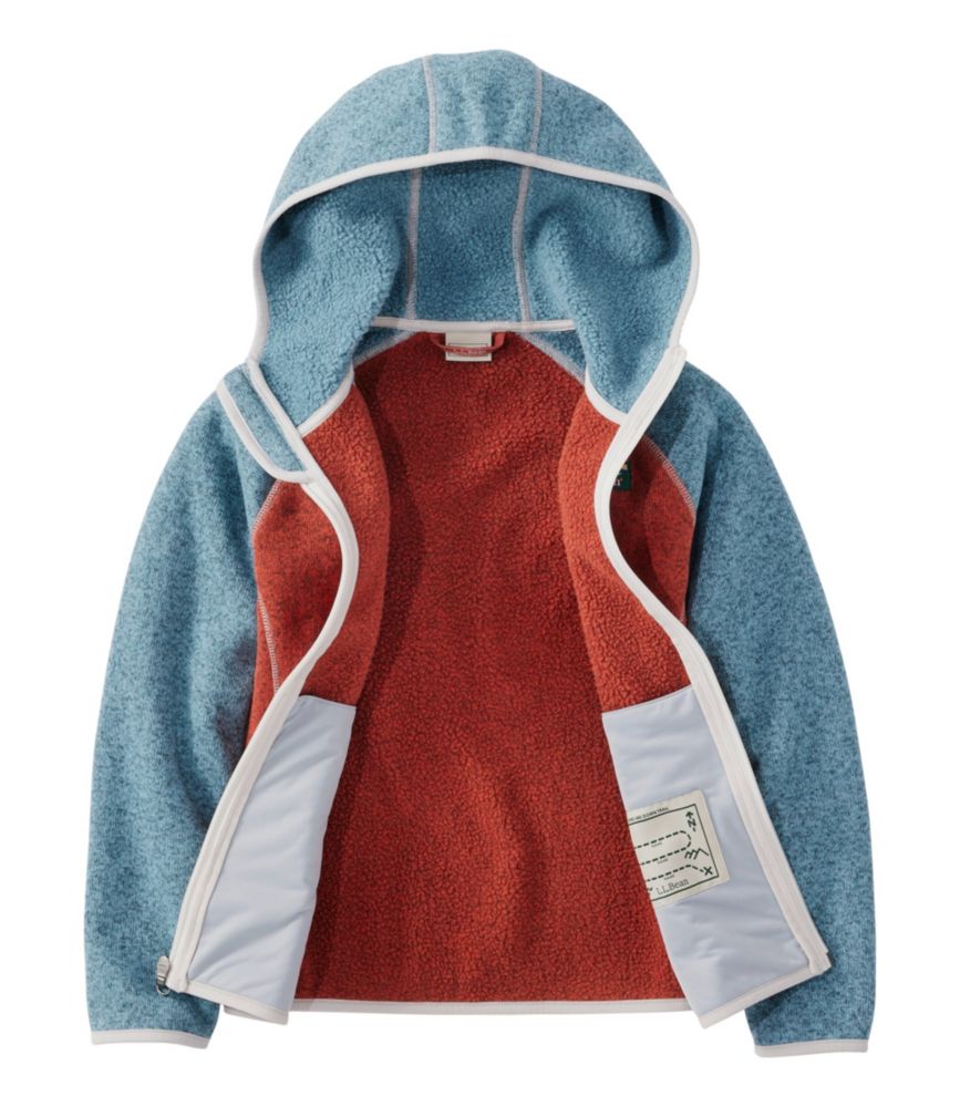 Kids' L.L.Bean's Sweater Fleece, Hooded Colorblock, Dark Marine/Soft Spruce, small image number 5