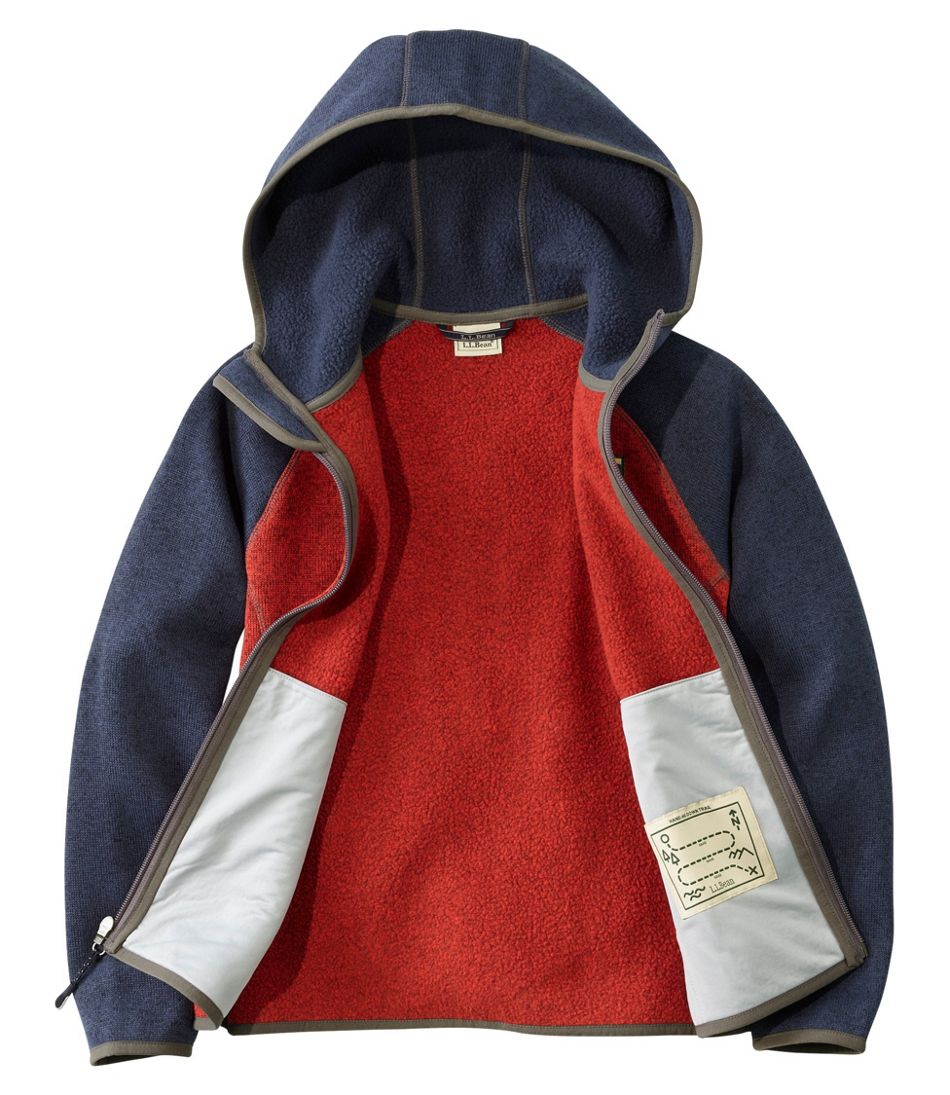 Kids' L.L.Bean's Sweater Fleece, Hooded, Colorblock