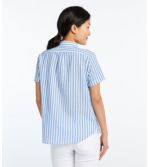 Women's Textured Cotton Popover Shirt, Short-Sleeve Stripe