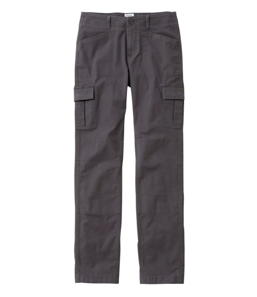 Women's Stretch Canvas Cargo Pants, Mid-Rise Straight-Leg