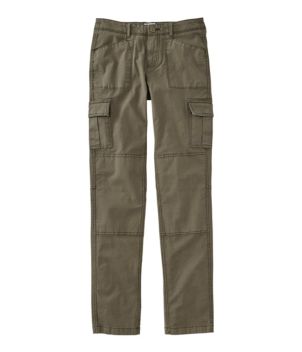 Women's Stretch Canvas Cargo Pants, Mid-Rise Straight-Leg