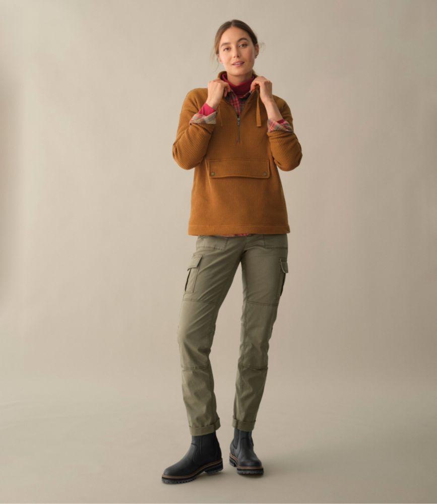 Women's Stretch Canvas Cargo Pants, Mid-Rise Straight-Leg