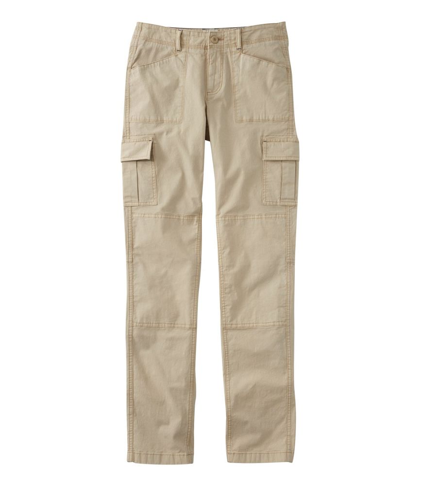 Women's Stretch Canvas Cargo Pants, Mid-Rise Straight-Leg