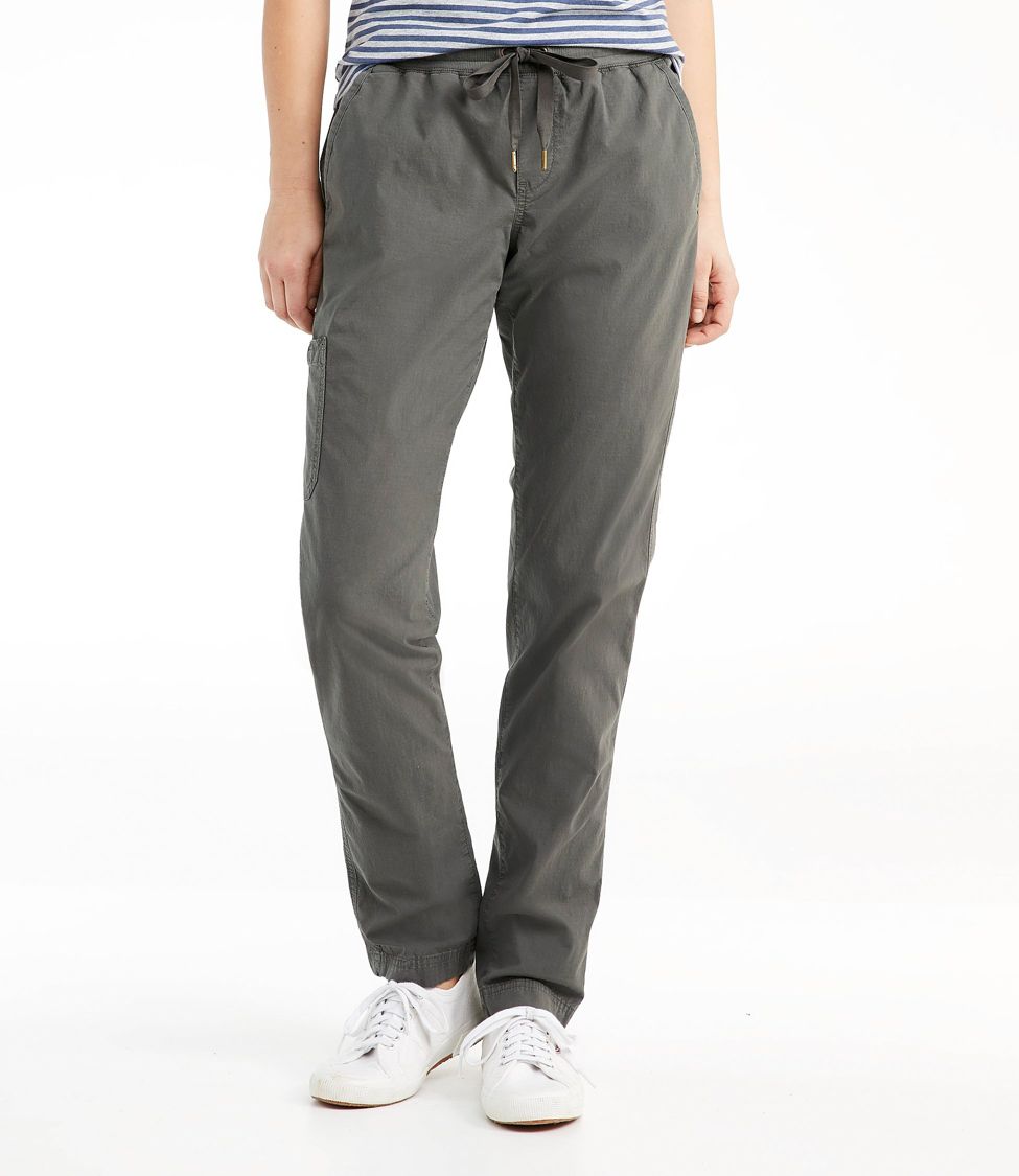 Low-waist Pull-on Pants - Light gray - Ladies