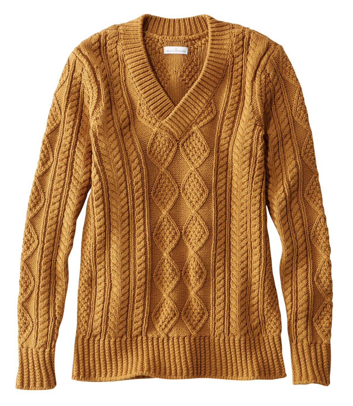 Women's Signature Cotton Fisherman Sweater, V-Neck Tunic