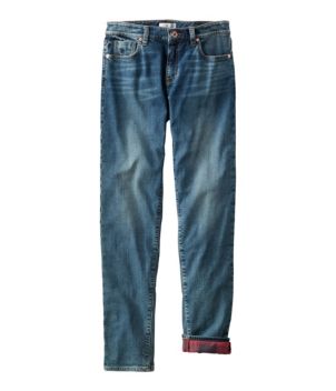 Women's Signature Lined Boyfriend Jeans, Low-Rise Straight-Leg Flannel-Lined