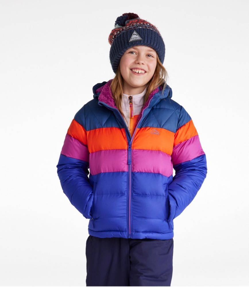 Kids' Bean's Down Jacket, Colorblock, Bright Sapphire, small image number 2