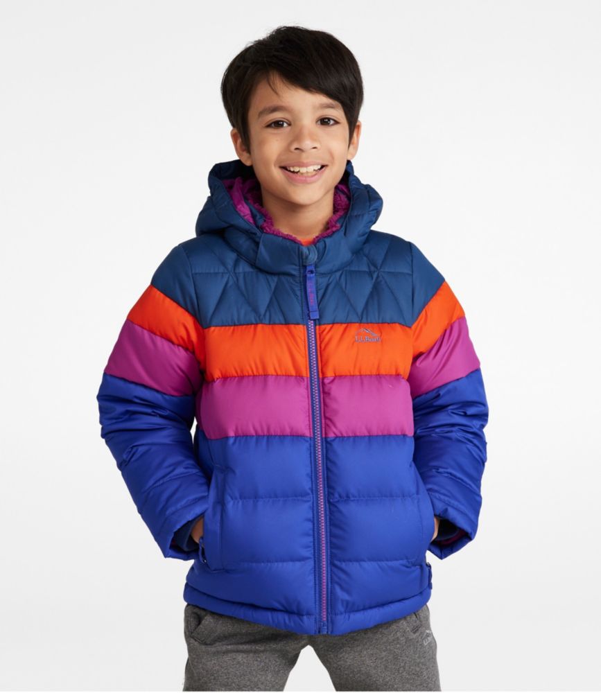 Kids' Bean's Down Jacket, Colorblock, Bright Sapphire, small image number 3