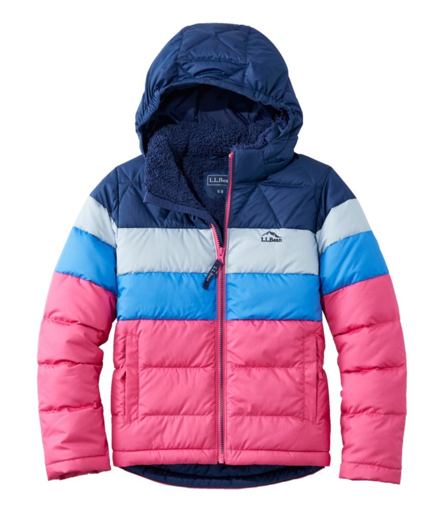 Kids' Bean's Down Jacket, Colorblock, Pink Berry, small image number 1