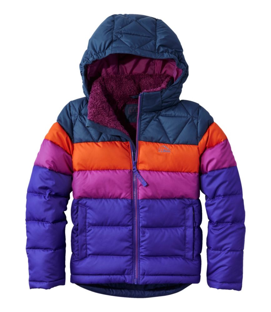 Kids' Bean's Down Jacket, Colorblock, Bright Sapphire, small image number 1