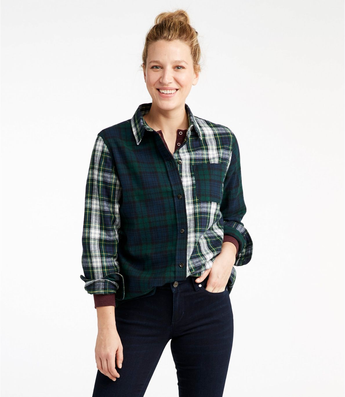 Scotch Plaid Flannel Shirt, Relaxed Colorblock