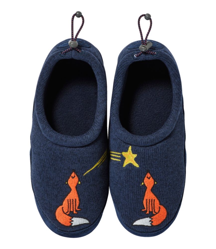 Kids' Sweater Fleece Slippers, Motif, Bright Navy Fox, small image number 1