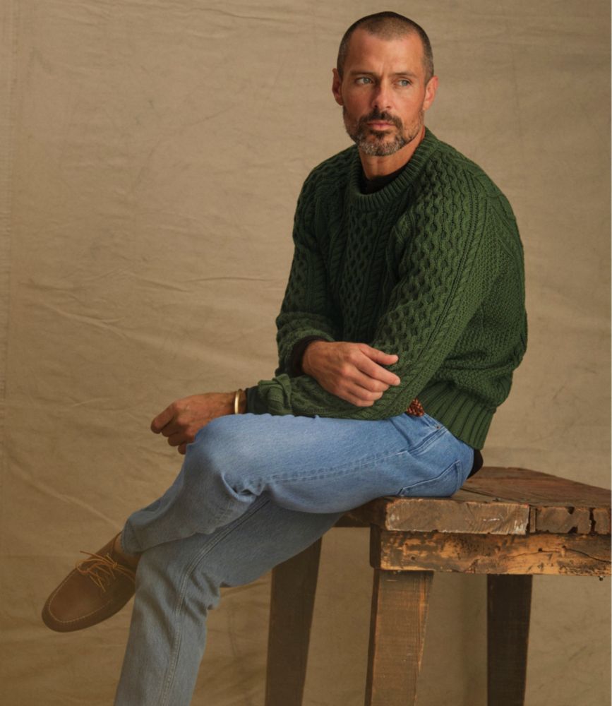 Men's Signature Cotton Fisherman Sweater, Antique Brick, small image number 9