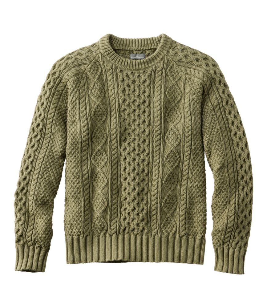 Mens Classic Aran Sweater With Raglan Sleeves and Roll Neck