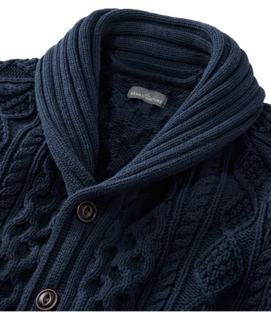 Men s Signature Cotton Fisherman Sweater Shawl Collar Cardigan