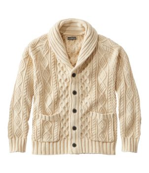 Men's Signature Cotton Fisherman Sweater, Shawl-Collar Cardigan