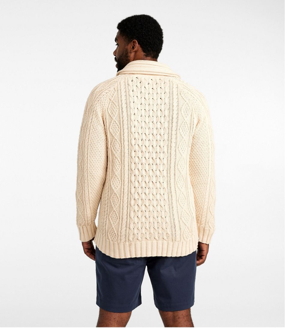 Men's Signature Cotton Fisherman Sweater, Shawl-Collar Cardigan ...