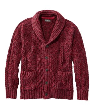 Men's Signature Cotton Fisherman Sweater, Shawl-Collar Cardigan