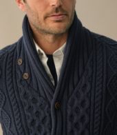Men's Signature Cotton Fisherman Sweater, Shawl-Collar Men's Signature Cotton Fisherman Sweater, Shawl-Collar