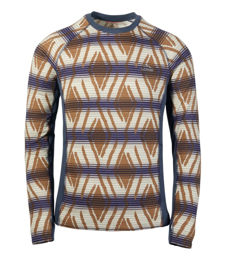 Men's L.L.Bean Midweight Base Layer Crew, Long Sleeve, Print Long