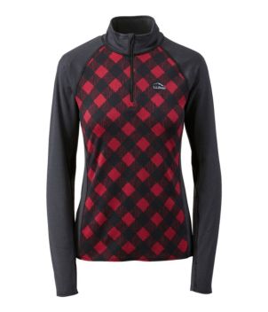 Women's L.L.Bean Midweight Base Layer, 1/4 Zip, Print