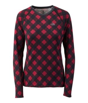 Women's L.L.Bean Midweight Crew Base Layer, Long Sleeve, Print