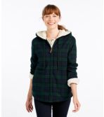 Women's Scotch Plaid Flannel Shirt, Sherpa-Lined Zip Hoodie