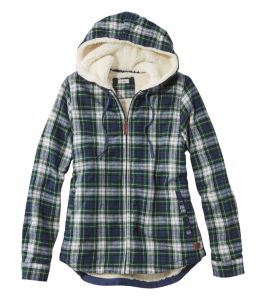 Women's Scotch Plaid Flannel Shirt, Sherpa-Lined Zip Hoodie $39.99