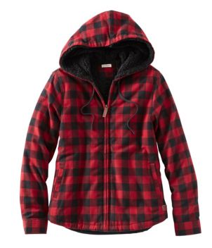 Women's Scotch Plaid Flannel Shirt, Sherpa-Lined Zip Hoodie