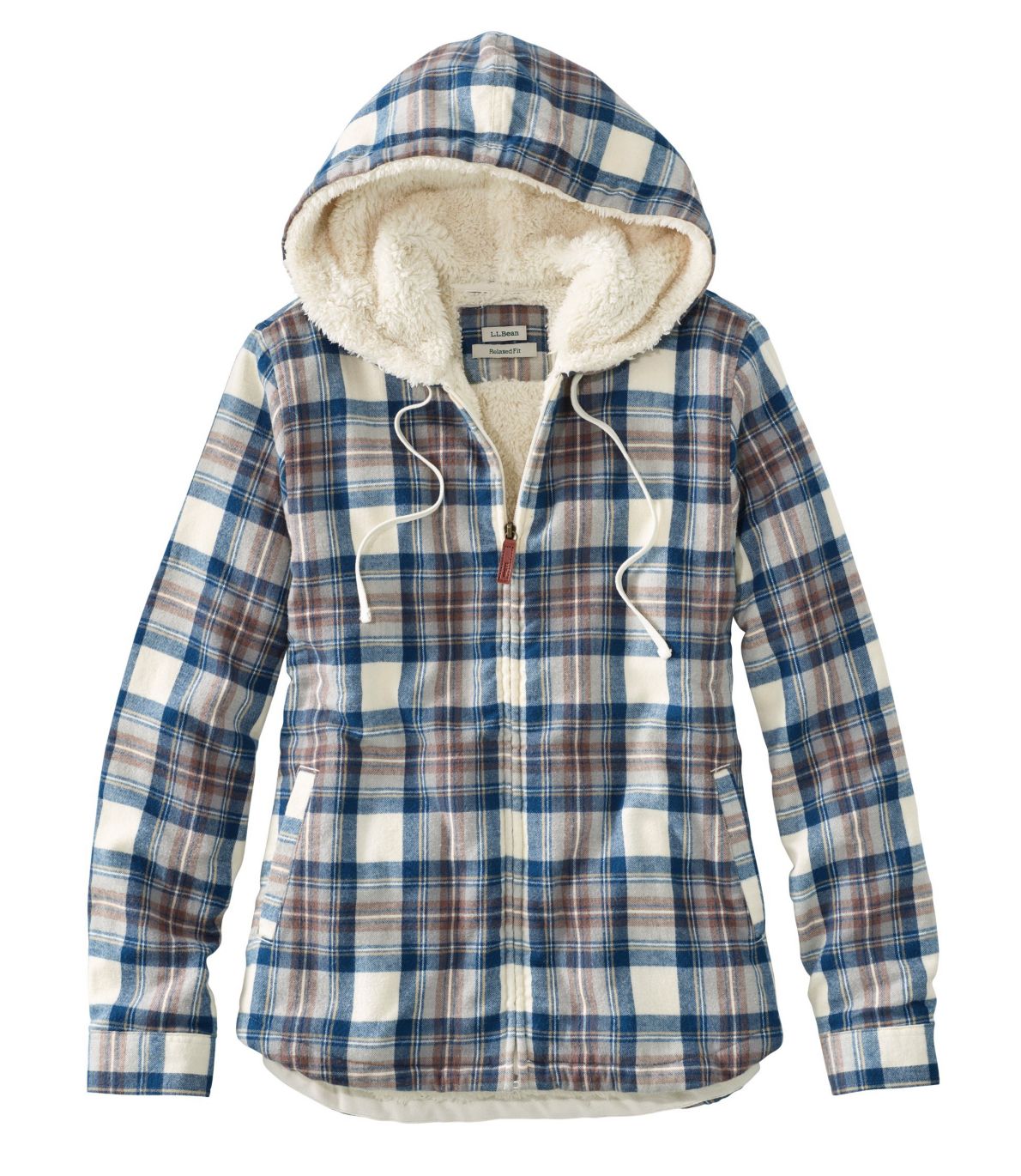 Women's Scotch Plaid Flannel Shirt, Sherpa-Lined Zip Hoodie