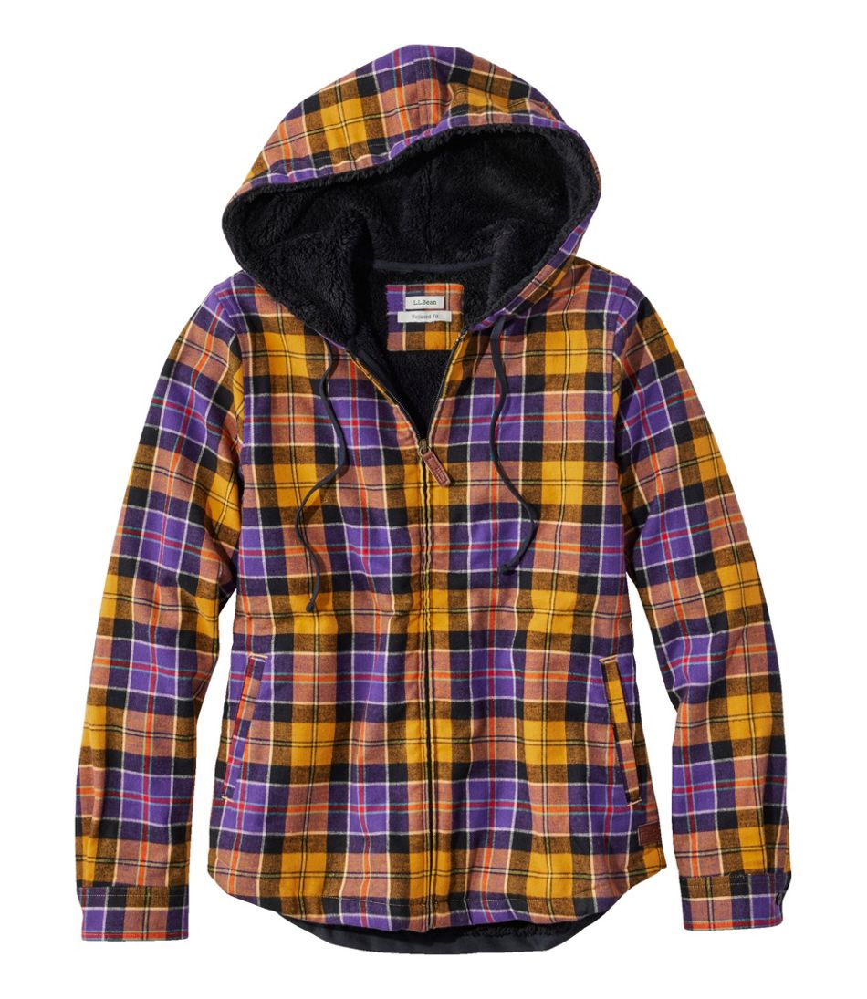 Women's Scotch Plaid Flannel Shirt, Sherpa-Lined Zip Hoodie at L.L. Bean