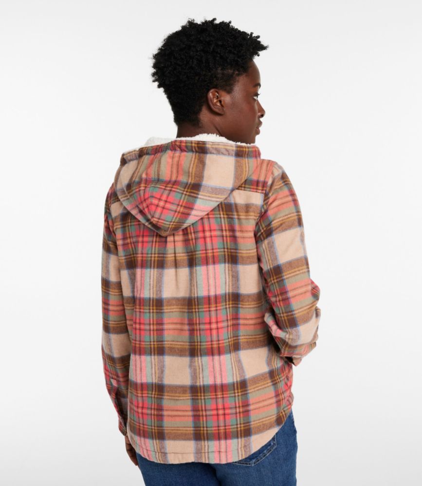 Women's Scotch Plaid Flannel Shirt, Sherpa-Lined Zip Hoodie